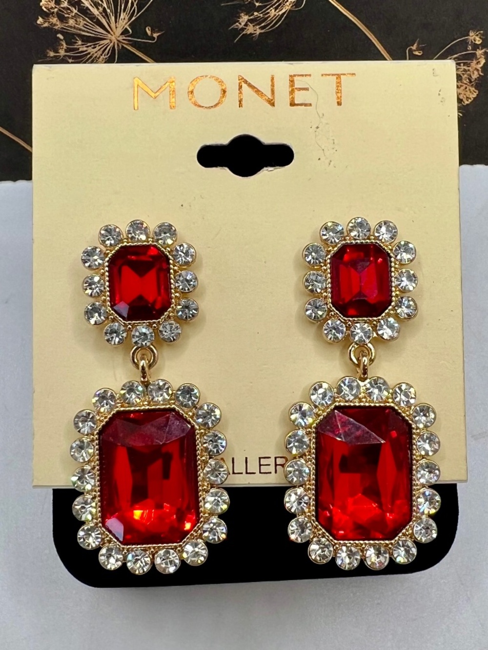 Monet Red Dangle Earrings